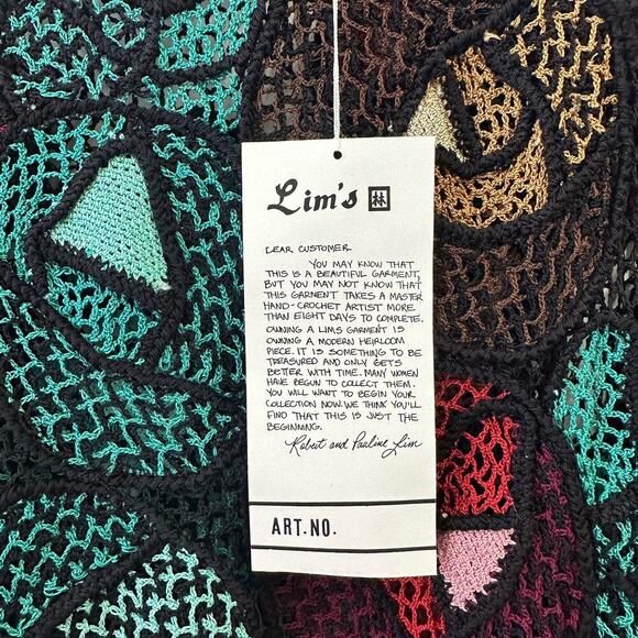 Lim’s 1980's Vintage Hand Crocheted Jewel Tone Cotton Abstract Top Small - Picture 4 of 4